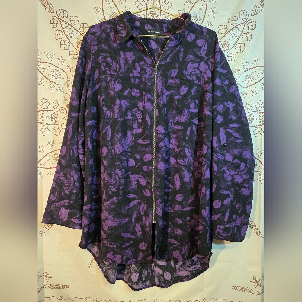 Rock & Republic Purple and Black Tunic XL